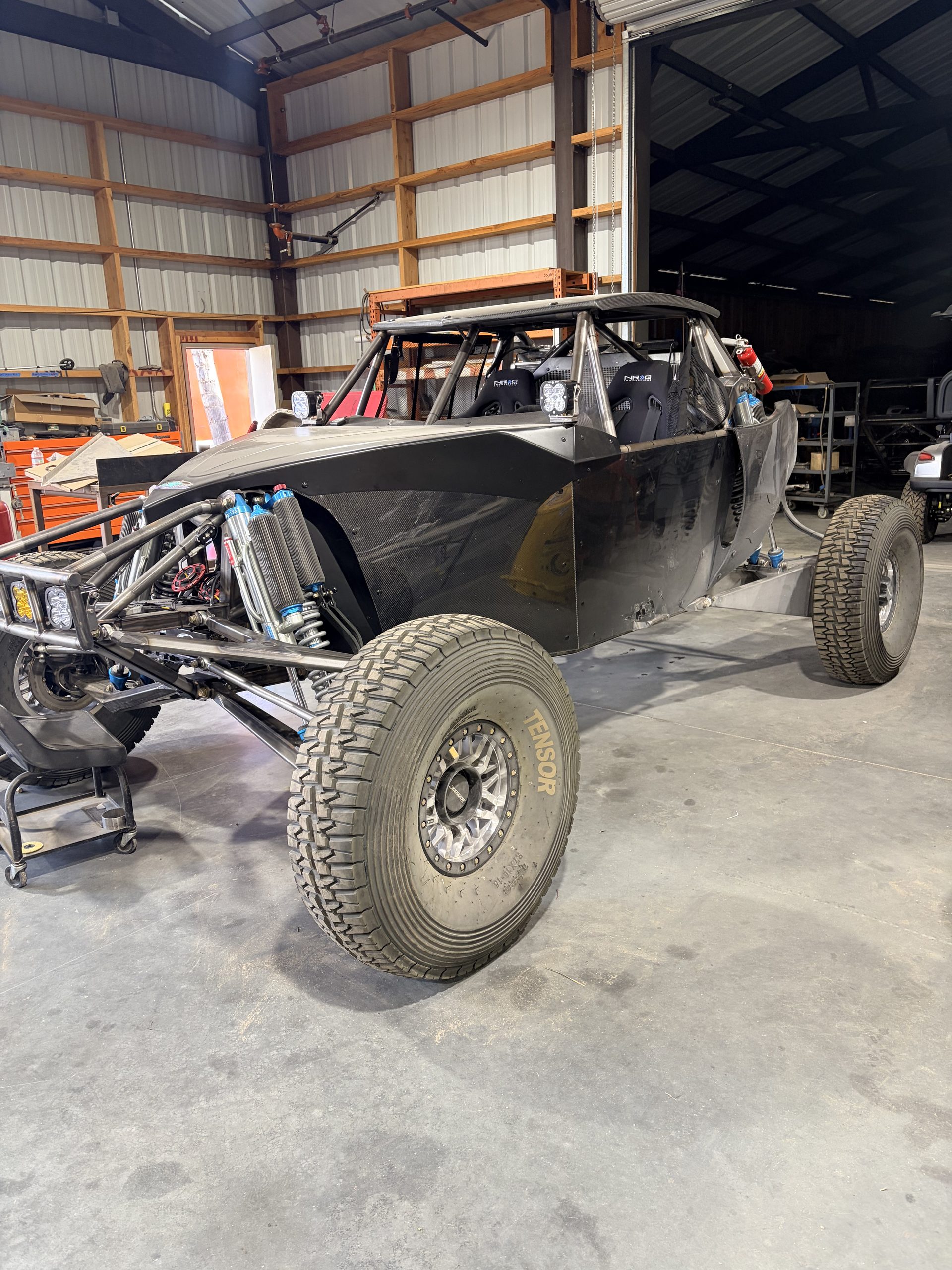 Class 10 desert race car in the shop