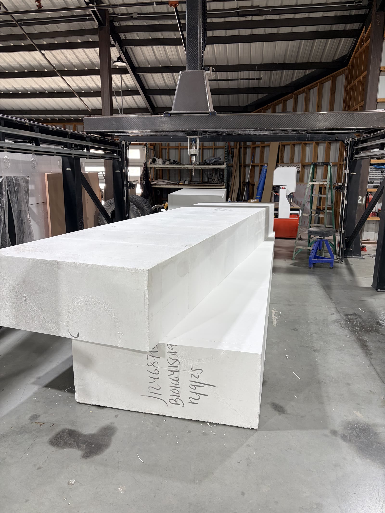CNC foam block on the gantry