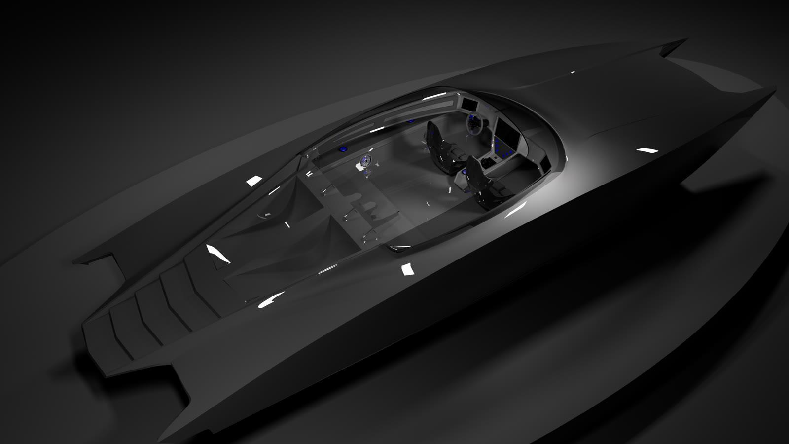 Racer X boat 3D render angle 1