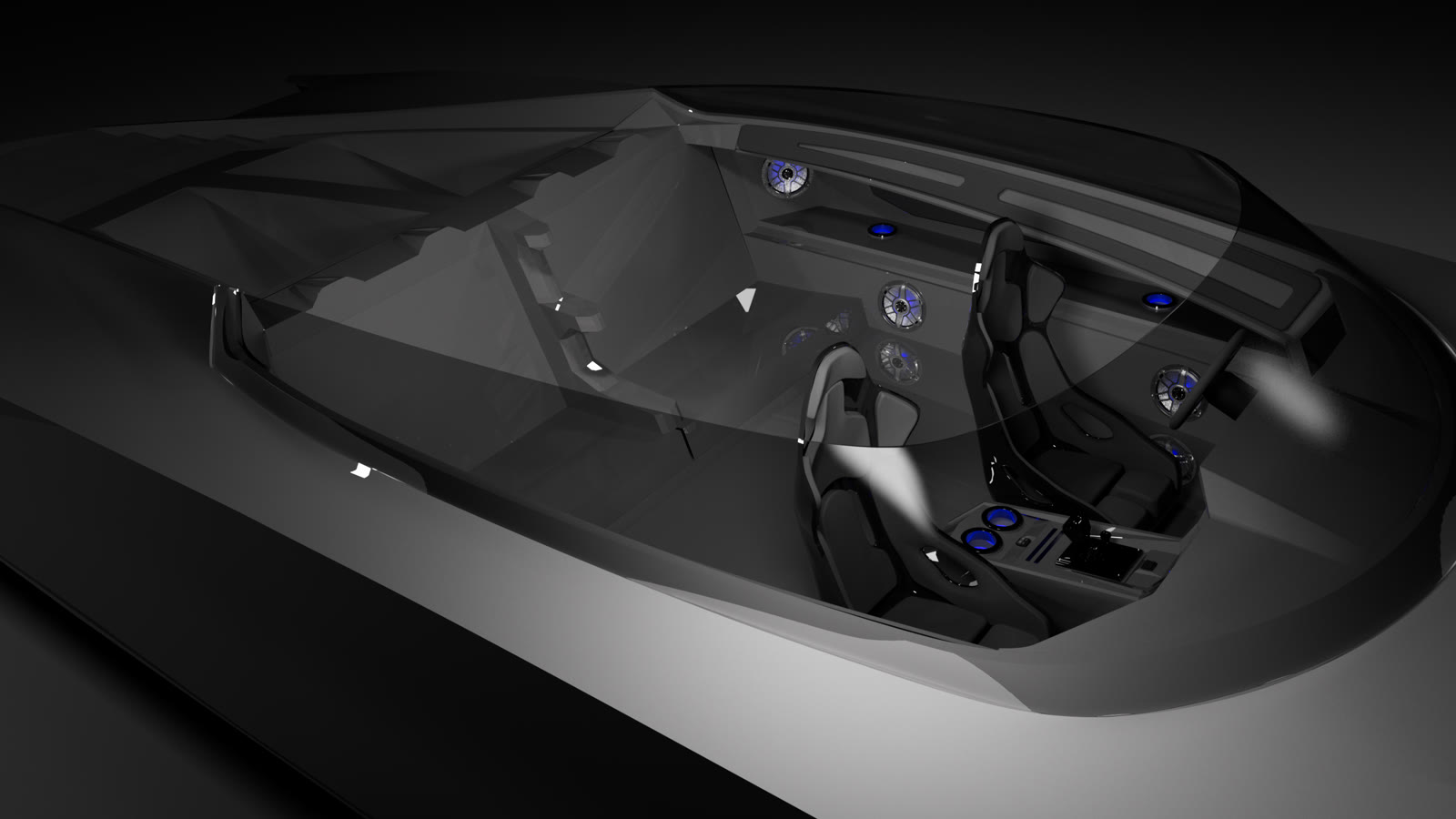 Racer X boat 3D render angle 2